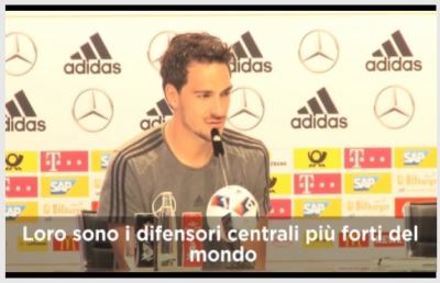 Germania, Hummels: “I difensore centrali dell'Italia sono i più forti del mondo”