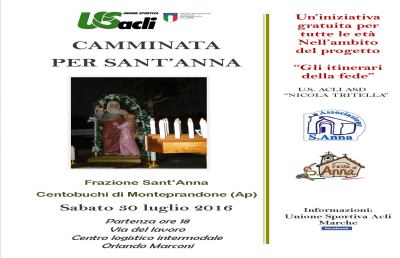Centobuchi, Sabato 30 Luglio la ''Camminata per Sant’Anna''