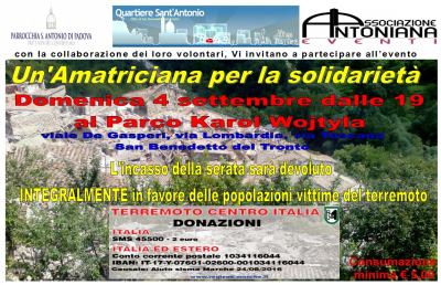 San Benedetto, l'iniziativa ''Un'amatriciana per la solidarietà''
