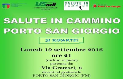 Porto San Giorgio, Lunedì 19 Settembre riprende ''Salute in cammino''