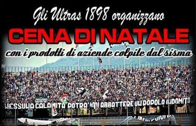 Ultras 1898, ''Cena di Natale'' con i prodotti delle aziende colpite dal sisma