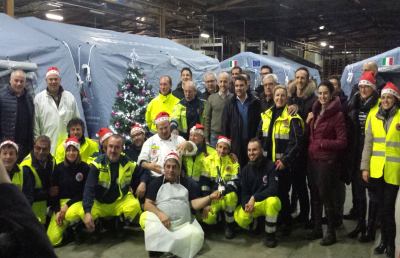 Confindustria e Protezione Civile, festa-simbolo con la tendopoli di Montefortino
