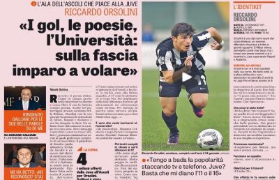 Orsolini alla Gazzetta dello Sport: “Ho tifato sempre e solo Ascoli. Futuro? Non so che accadrà”