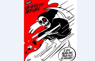 Slavina hotel Rigopiano, vignetta inquietante dei francesi di ''Charlie Hebdo''