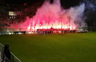 Fermana-Romagna Centro 2-2, grande festa promozione per i gialloblù di Destro