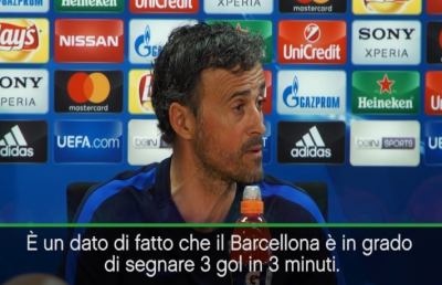 Barcellona-Juventus, Luis Enrique sicuro: ''Tre gol in 3 minuti''