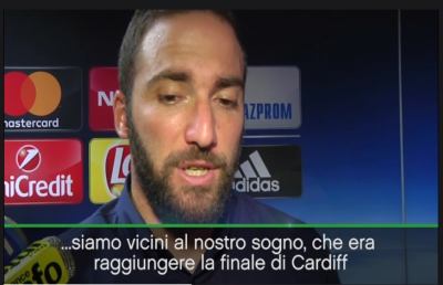 Monaco-Juventus 0-2, il Pipita Higuain: ''Cardiff, più vicini al sogno''