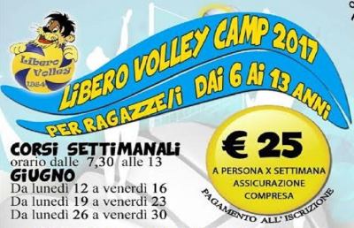 ''Libero Volley Camp 2017'', altro impegno per la ''Tabaccheria Al Battente''