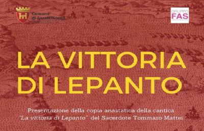 Ascoli Piceno, si presenta ''La vittoria di Lepanto''del sacerdote Mattei