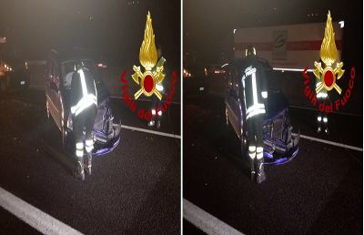 Vigili del Fuoco Ascoli-Fermo impegnati in un incidente sull'autostrada A14 