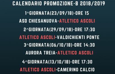 Atletico Ascoli, ufficiale il calendario del girone B di Promozione. Esordio a Chiesanuova