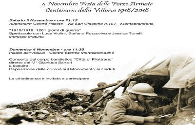 Monteprandone, si celebrano le Forze Armate e il Centenario della Vittoria della Grande Guerra