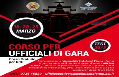 Automobile Club Ascoli-Fermo, aperte iscrizioni corso qualificazione per Commissari di Percorso