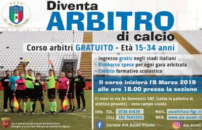 Sezione Arbitri di Ascoli Piceno, nuovo corso per direttori di gara di calcio