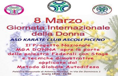 Asd Karate Club Ascoli Piceno, incontro aperto a tutti in occasione della Festa della Donna