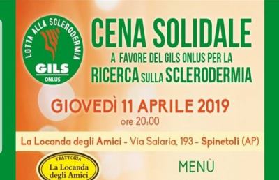 Pagliare del Tronto, a ''La Locanda degli Amici'' cena a favore della ricerca sulla sclerodermia