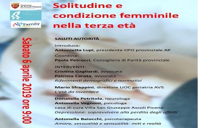 Ascoli Piceno, convegno su ''Solitudine e Condizione Femminile nella Terza Età''