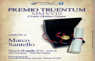San Benedetto, Venerdì 19 Aprile la consegna del premio Truentum 2018