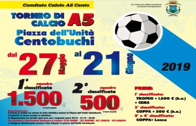 Centobuchi, torneo di calcio a 5 con campo in erba sintetica in Piazza dell'Unità
