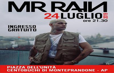 Monteprandone, Mr Rain in concerto in Piazza dell’Unità a Centobuchi