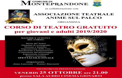 Monteprandone, al via un corso gratuito di teatro per giovani e adulti 
