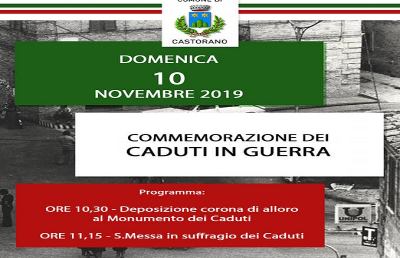Castorano, il 10 Novembre la commemorazione dei caduti in guerra 