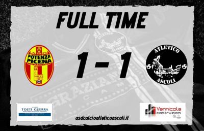 Promozione girone B, secondo pari consecutivo per l'Atletico Ascoli sul campo del Potenza Picena