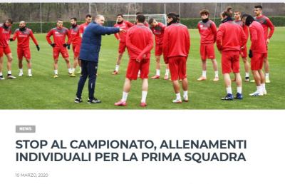 Coronavirus, Cremonese sospende allenamenti: ''Lavoro personalizzato individuale per calciatori''