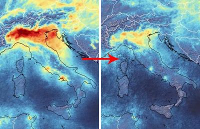 Effetto Coronavirus: l'aria diventa più respirabile nel Nord Italia. Lo rivelano i satelliti
