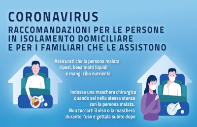 Coronavirus, raccomandazioni per persone in isolamento domiciliare e per famigliari che le assistono