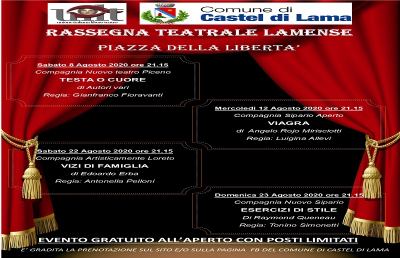 Castel di Lama: rassegna teatrale, appuntamento  con la commedia ''Testa o Cuore''