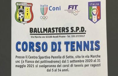 Ascoli Piceno, al Centro Sportivo Pennile di Sotto riprendono corsi Scuola Tennis Ballmasters
