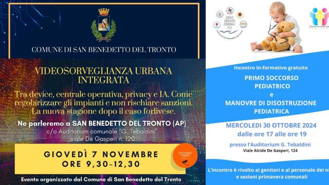 San Benedetto del Tronto, convegno su videosorveglianza urbana e corso rudimenti del pronto soccorso nei bimbi