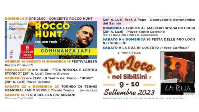 Calendario eventi a Comunanza: appuntamento musicale con il rapper Rocco Hunt