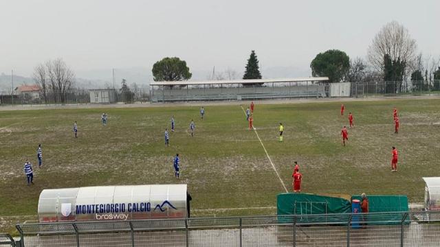 Promozione girone B, il Monticelli si impone di forza a Montegiorgio per 3-0. Doppietta di Marini Gibellieri  