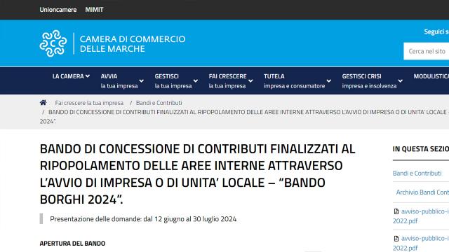 Torna il Bando Borghi. Camera Commercio Marche e Regione per il rilancio delle aree interne