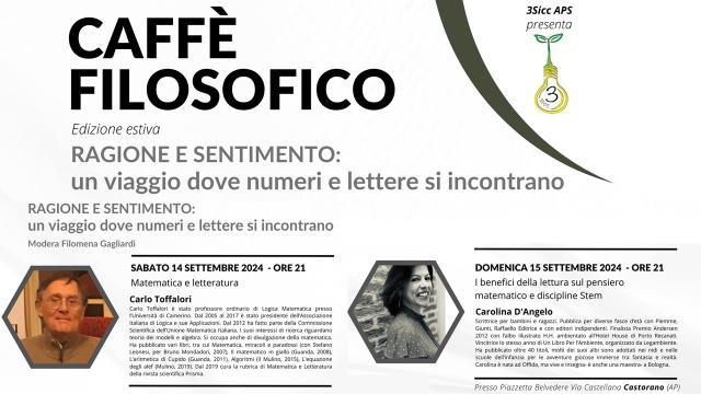 'Ragione e sentimento: un viaggio dove numeri e lettere si incontrano'. A Castorano appuntamenti del 'Caffè filosofico'