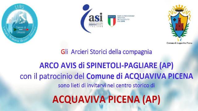 Tiro con l'arco storico protagonista ad Acquaviva Picena con il ''Torneo Del Duca''