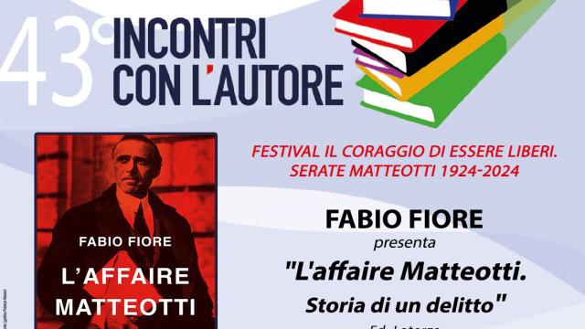 Rassegna Incontri con l'Autore: alla Palazzina Azzurra di San Benedetto del Tronto Fabio Fiore con 'L'Affaire Matteotti'