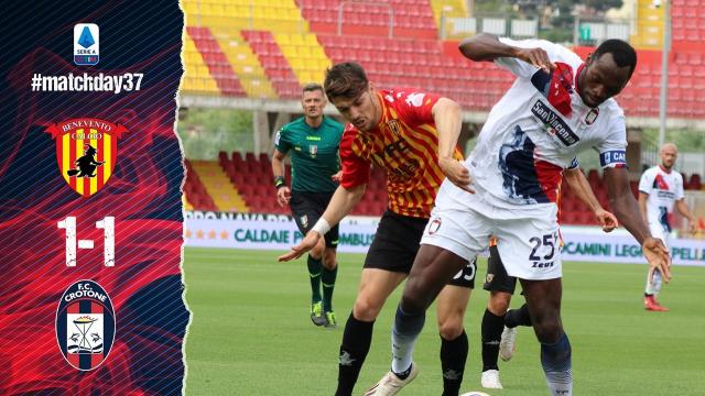 Benevento-Crotone 1-1, highlights. Al lumicino le speranze salvezza dei sanniti
