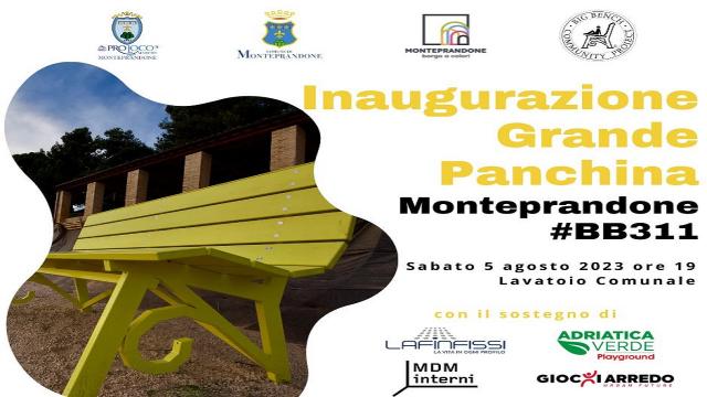 Monteprandone: Big Bench Community Project, s'inaugura la sua grande panchina 