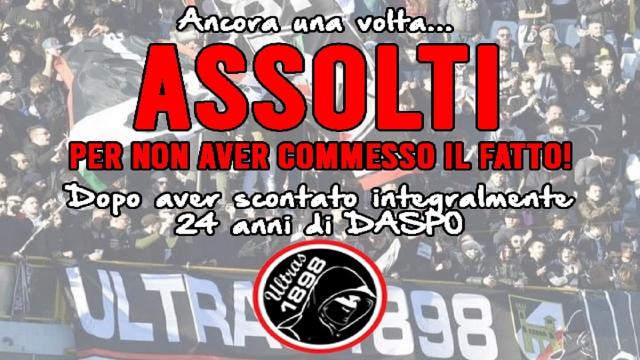 Ascoli Calcio, Ultras 1898 dopo quanto accaduto a Palermo nel 2018: “Assolti per non aver commesso il fatto”
