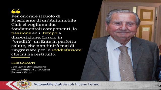 Automobile Club Ascoli-Fermo in lutto per la scomparsa dello storico presidente Galanti