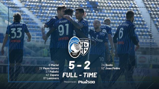Atalanta-Cagliari 5-2, highlights. Gasperini: ''Risultato poteva essere anche più largo''