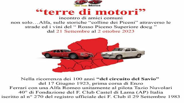 Ferrari club Castel di Lama, incontro europeo per i 40 anni della sua fondazione