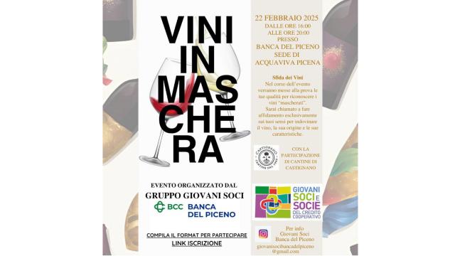 Acquaviva Picena, Vini in Maschera: al via la ''sfida'' organizzata dai Giovani Soci di Banca del Piceno