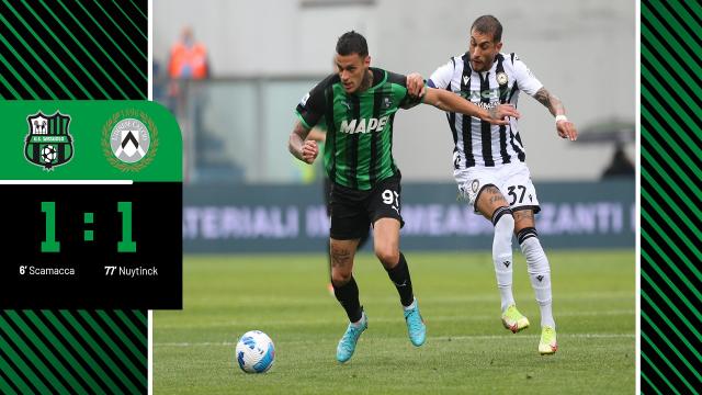 Sassuolo-Udinese 1-1, highlights. Quattordicesimo gol in campionato per Scamacca
