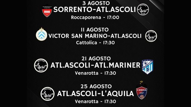 Atletico Ascoli, ufficializzato il calendario degli allenamenti congiunti nel mese di Agosto