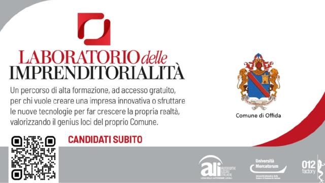 Offida aderisce al progetto ''Laboratorio delle imprenditorialità'' per supportare nascita e sviluppo di imprese