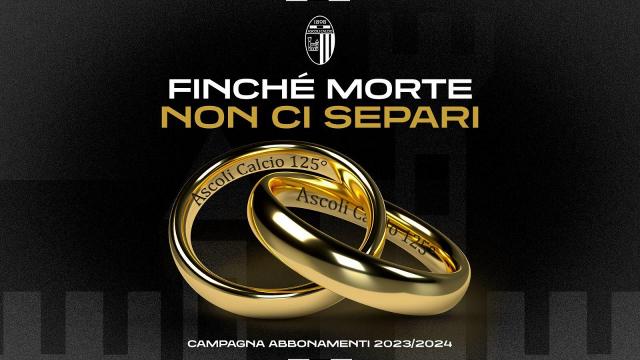Ascoli Calcio, ''Finchè morte non ci separi'' è il claim della campagna abbonamenti 2023/2024